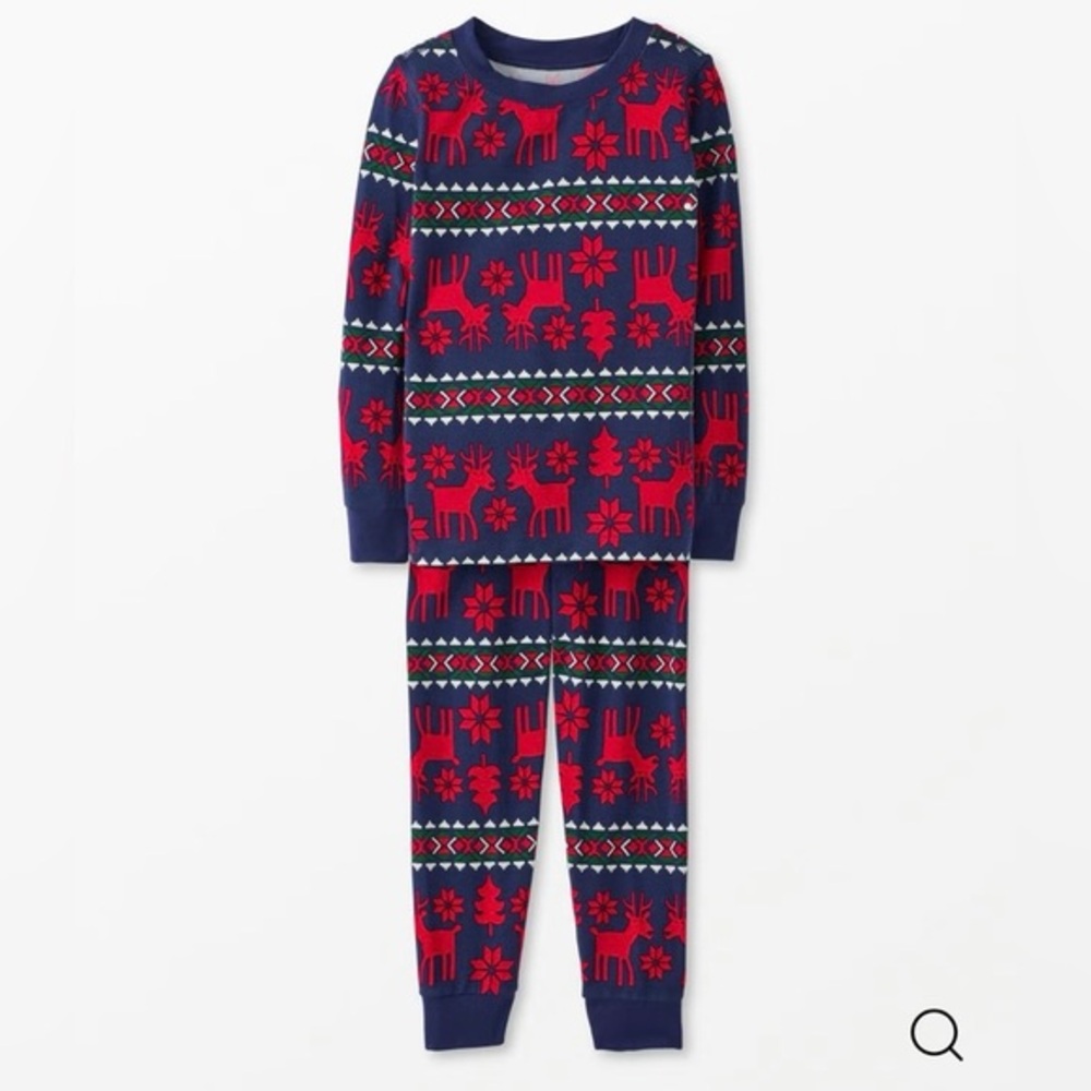 Hanna Andersson | Dear Deer on Navy Kid's Holiday Pajamas‎ Long Johns NWT